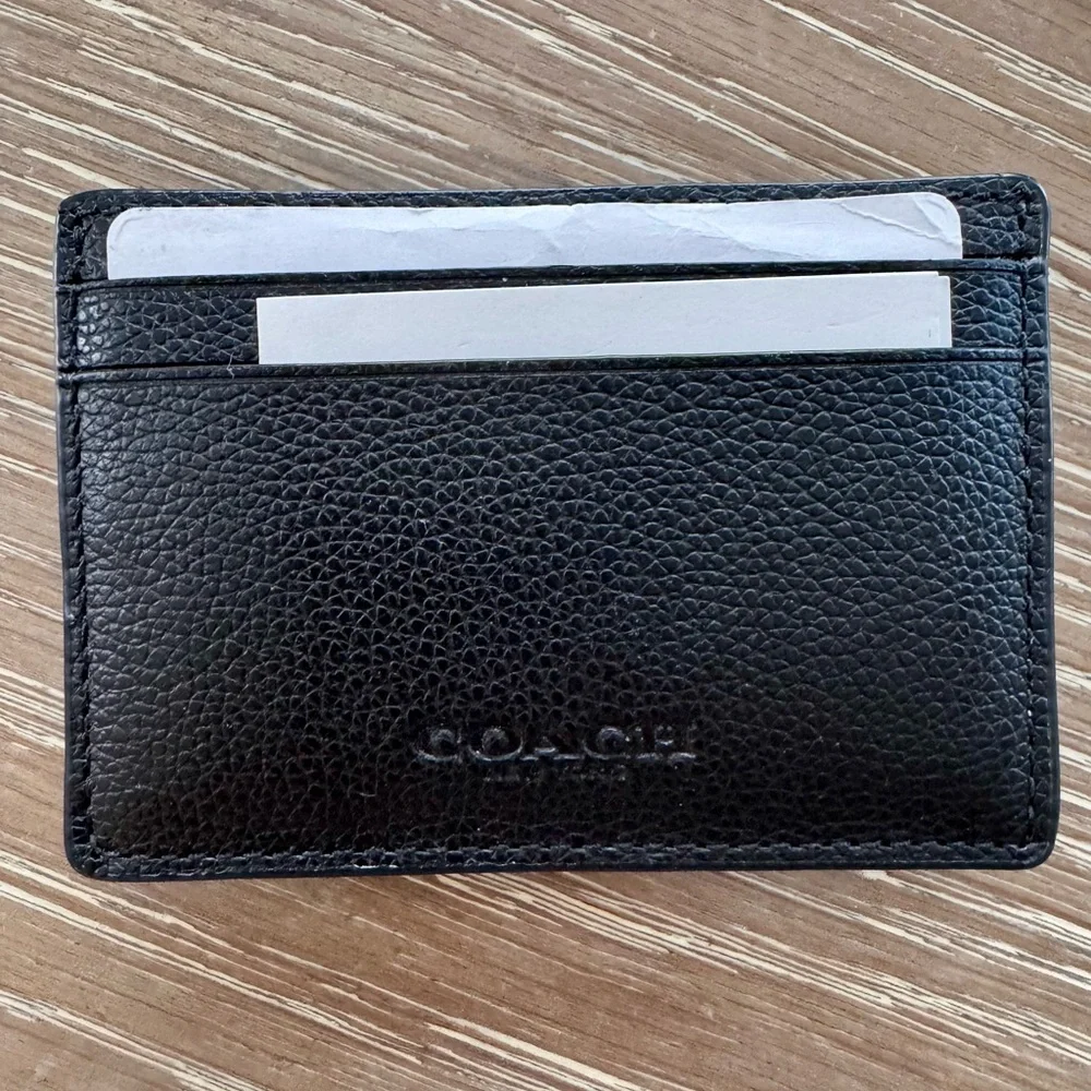 Coach Black Pebbled Leather Card Holder